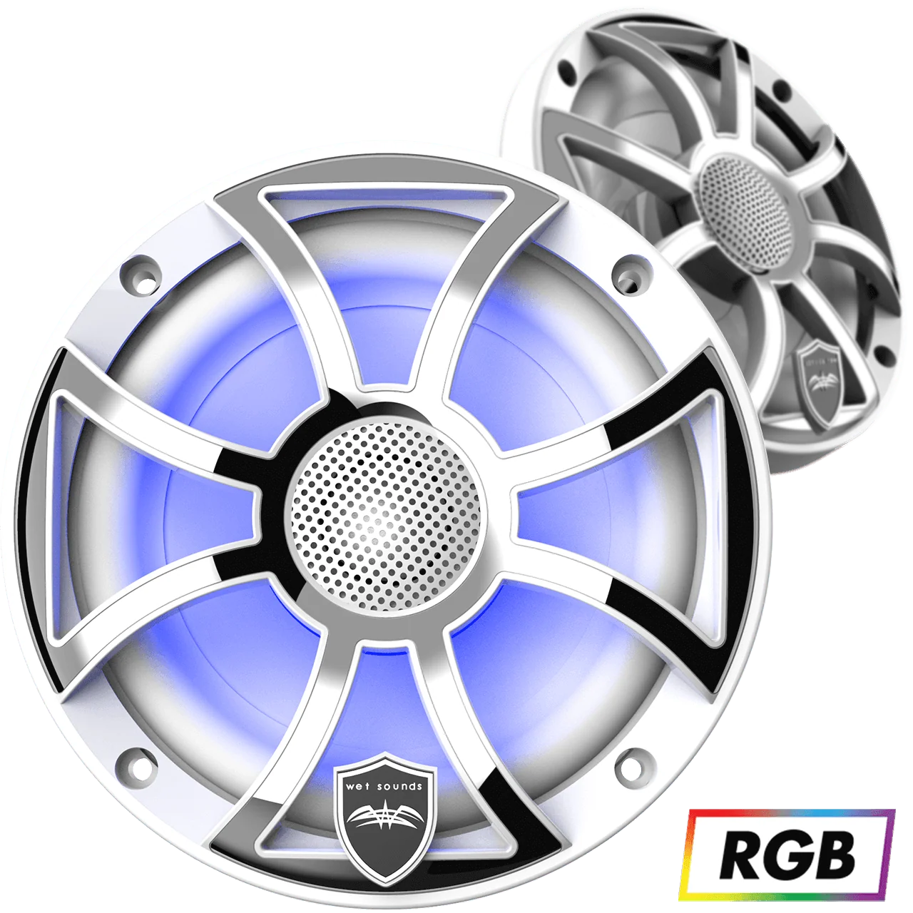 Wetsounds REVO 6-XS-W-SS 6.5" 300W Marine/Boat RGB Coaxial Speakers+Silver XS Grills