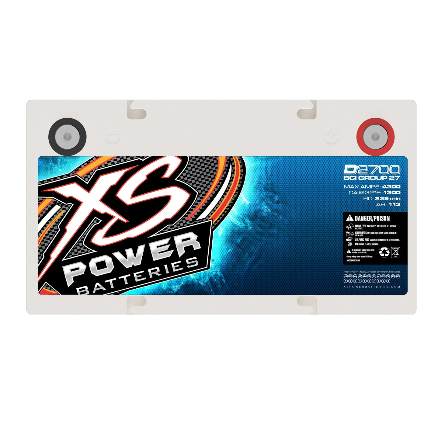 XS Power D2700 12V 4300A 1300CA AGM Car Audio Battery/Powercell Group 27 - Image 4
