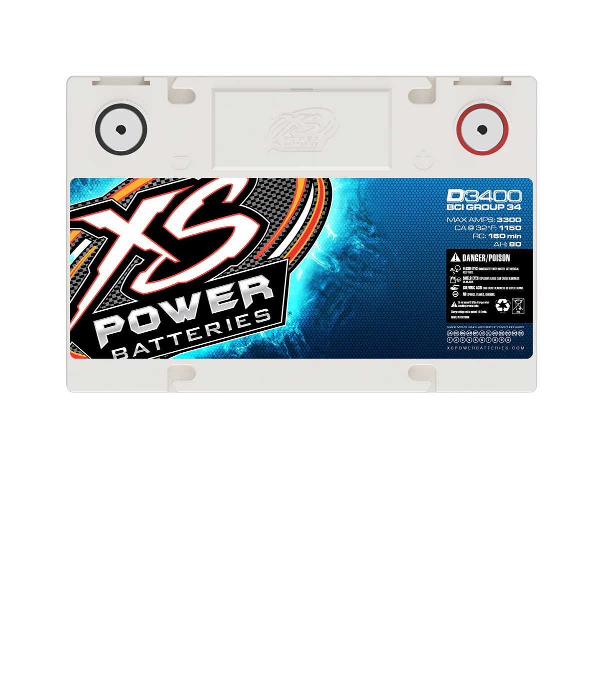 XS Power D3400 12V AGM 3300A Car Audio AGM Battery/PowerCell Group 34 - Image 3