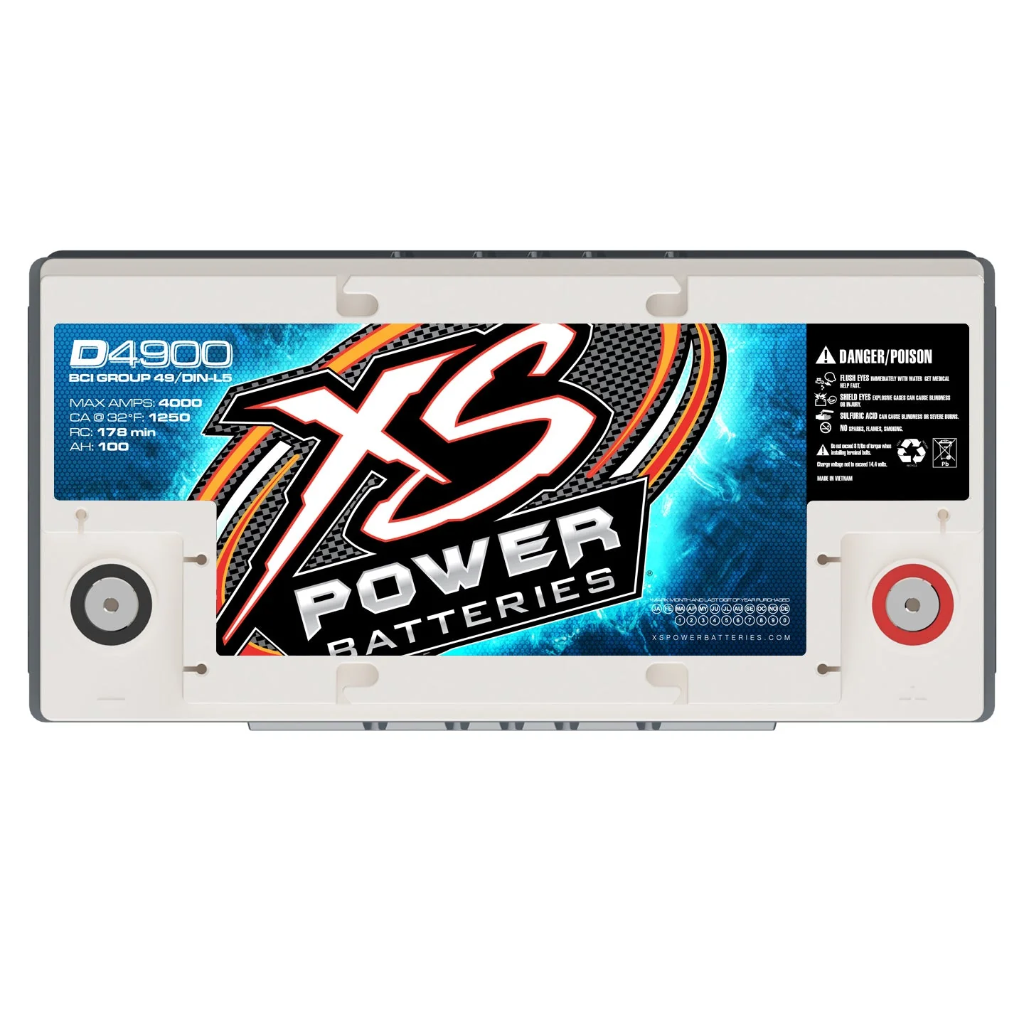 XS Power D4900 12 Volt AGM 4000 Amp Sealed Car Audio Battery/Power Cell+Terminal - Image 4