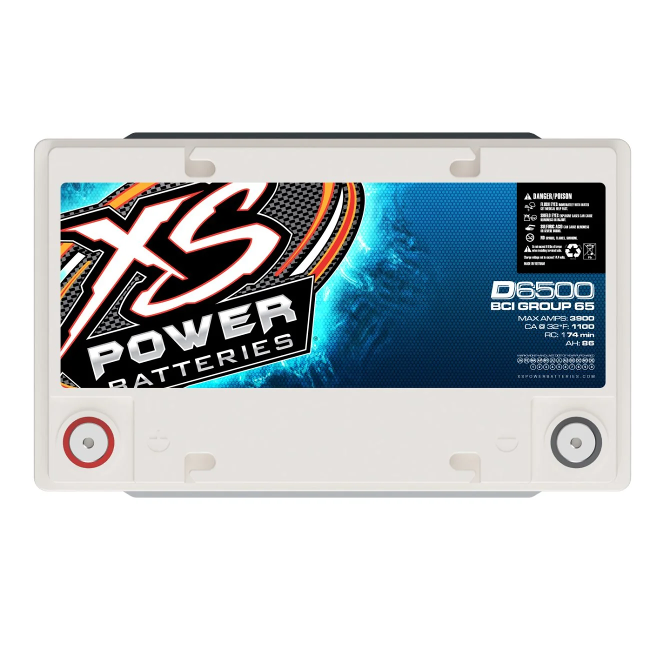 XS Power D6500 12 Volt AGM 3900 Amp Sealed Car Audio Battery/Power Cell+Terminal - Image 4