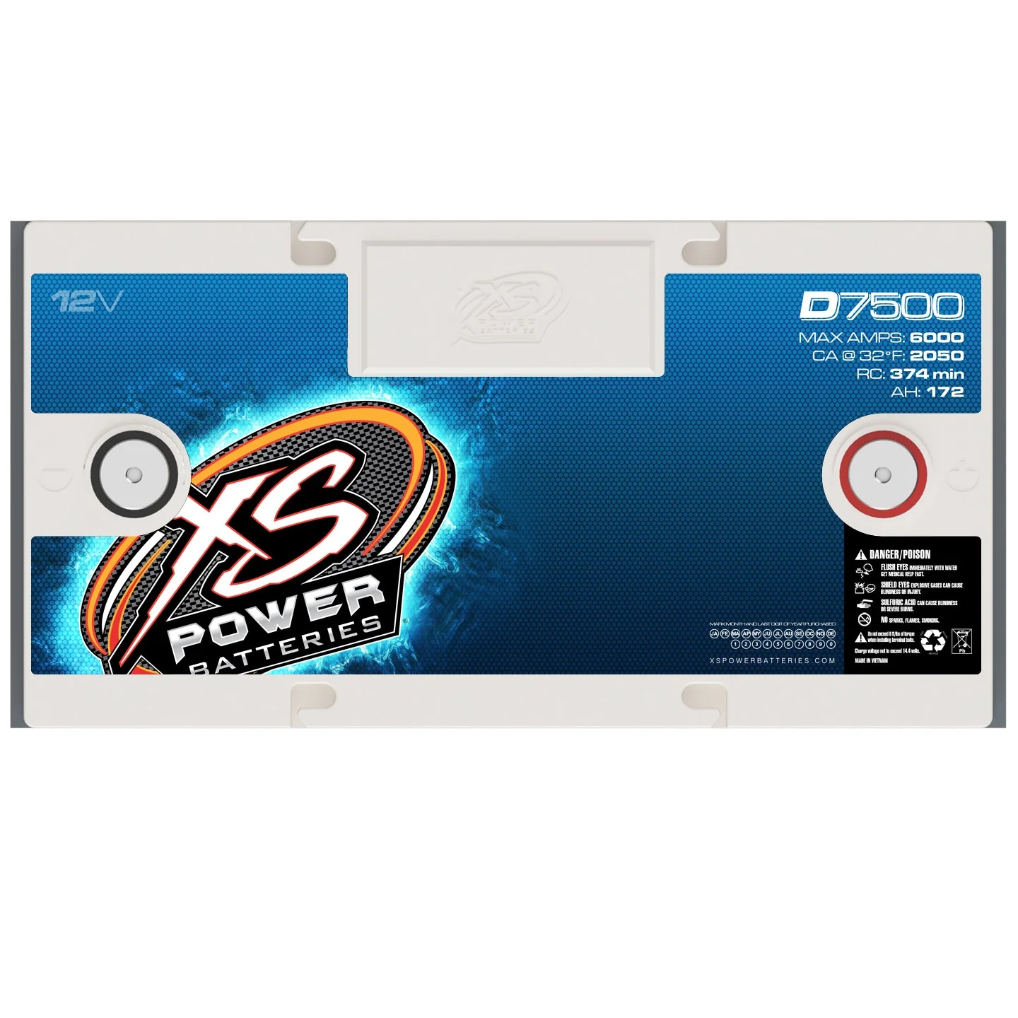 XS Power D7500 12 Volt AGM 6500 Amp Sealed Car Audio Battery/Power Cell+Terminal - Image 4