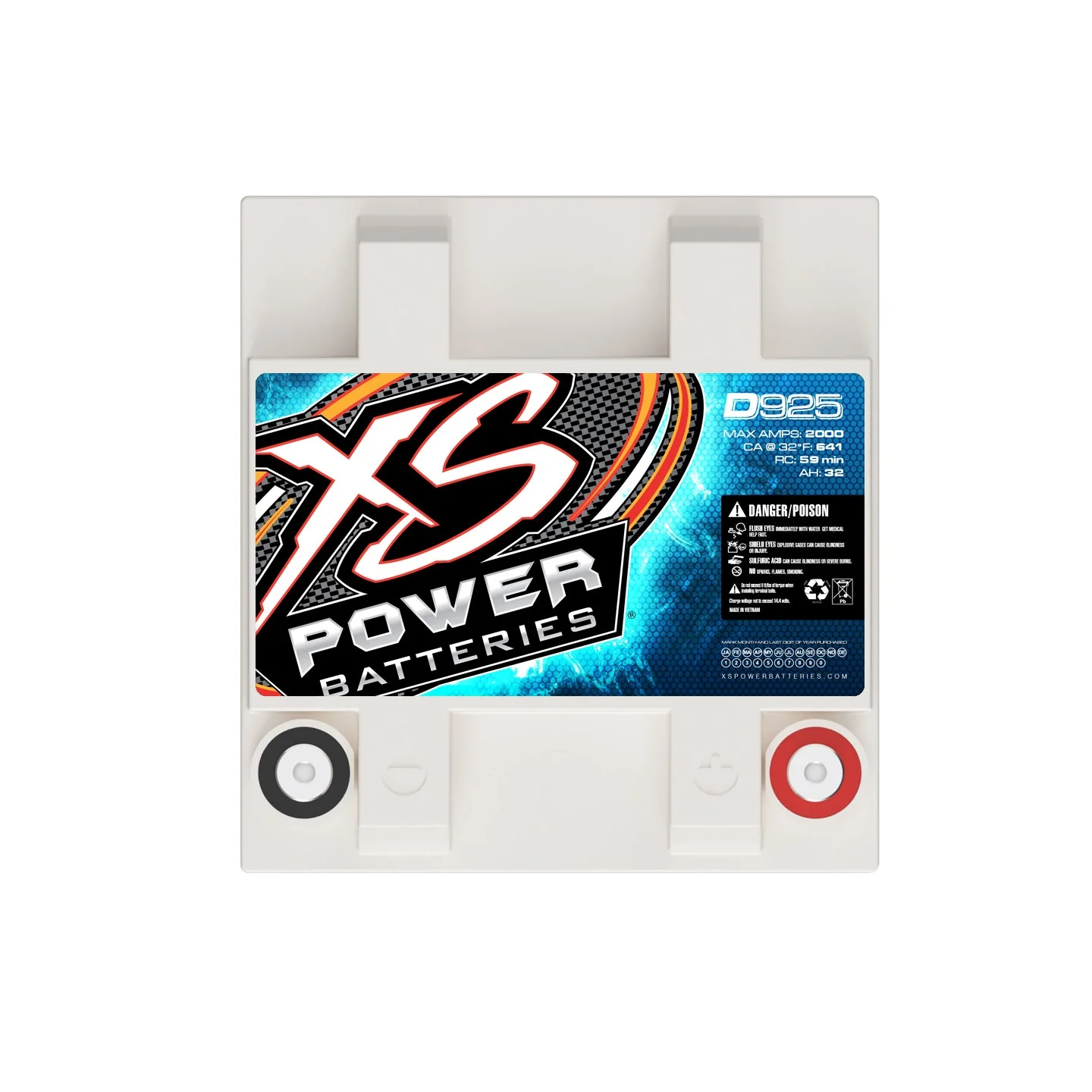 XS Power D925 12 Volt AGM 2000 Amp Sealed Car Audio Battery/Power Cell+Terminals - Image 4