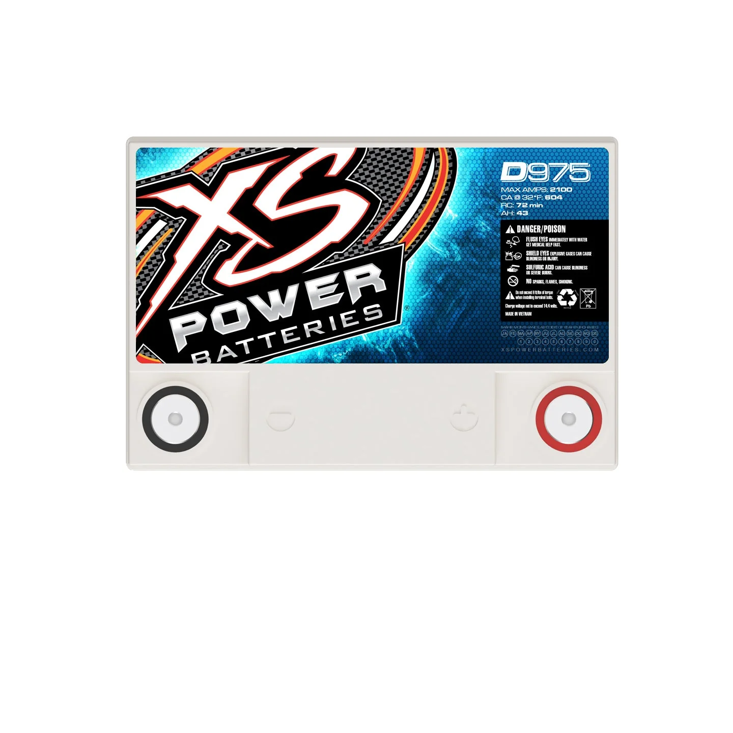 XS Power D975 12 Volt AGM 2100 Amp Sealed Car Audio Battery/Power Cell+Terminals - Image 4