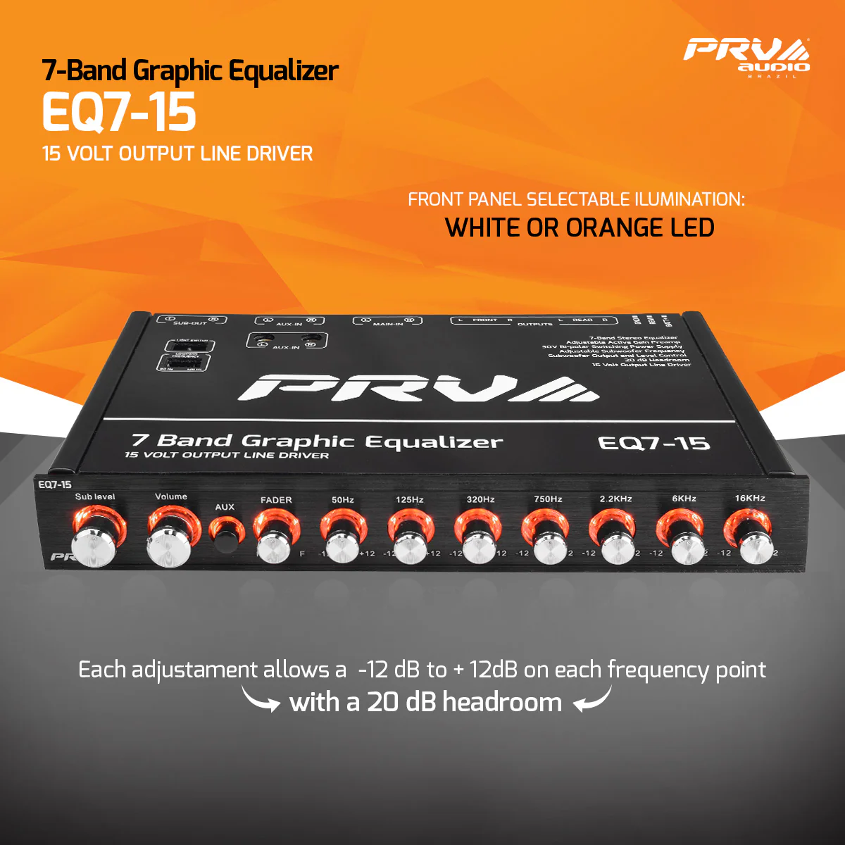 PRV Audio EQ7-15 7 Band 1/2 DIN Car Audio Equalizer - Image 6