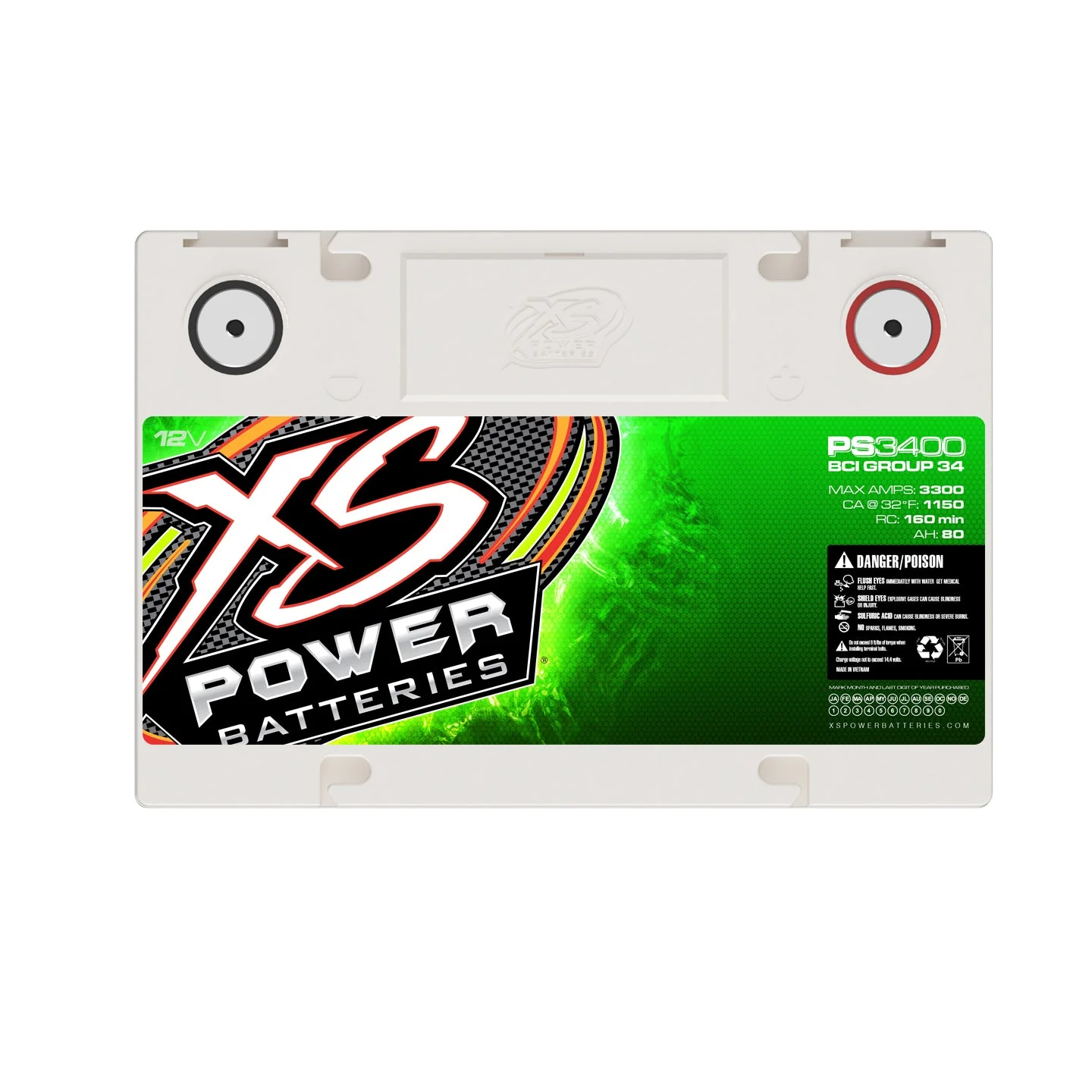 XS Power PS3400 12V Group 34 AGM Powersports Battery - Image 4