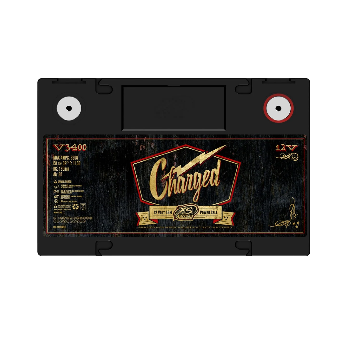 XS Power Vintage V3400 12V AGM 3300 Amp Car Audio Battery/Cell+M6 Terminals - Image 4