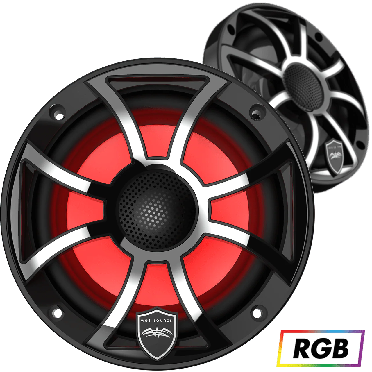 Wetsounds REVO 6-XS-B-SS 6.5" 300W Marine/Boat RGB Coaxial Speakers+Black XS Grills